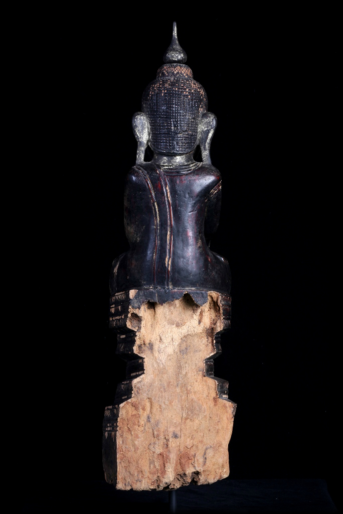 Extremely Rare 18C Wood Burmese Shan Buddha #A046